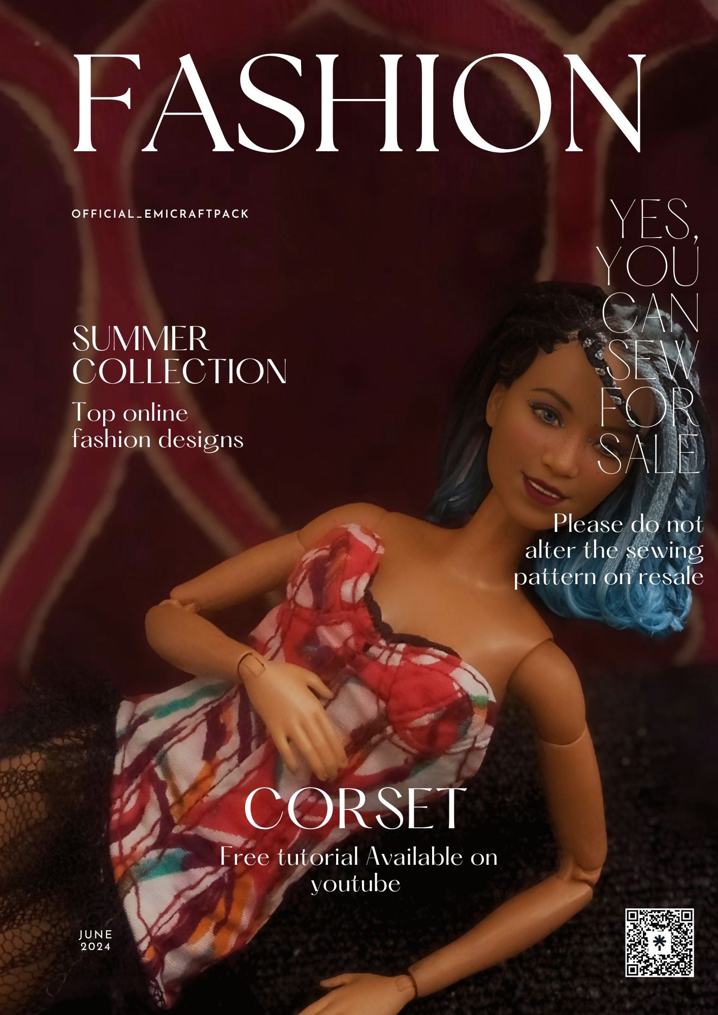 Fashion Doll Corset Pattern – Made for 11” Dolls