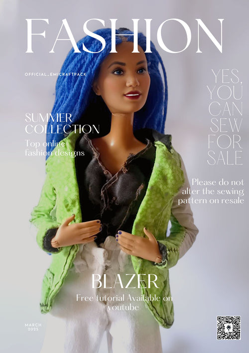 Classic Blazer Sewing Pattern for 11” Fashion Dolls