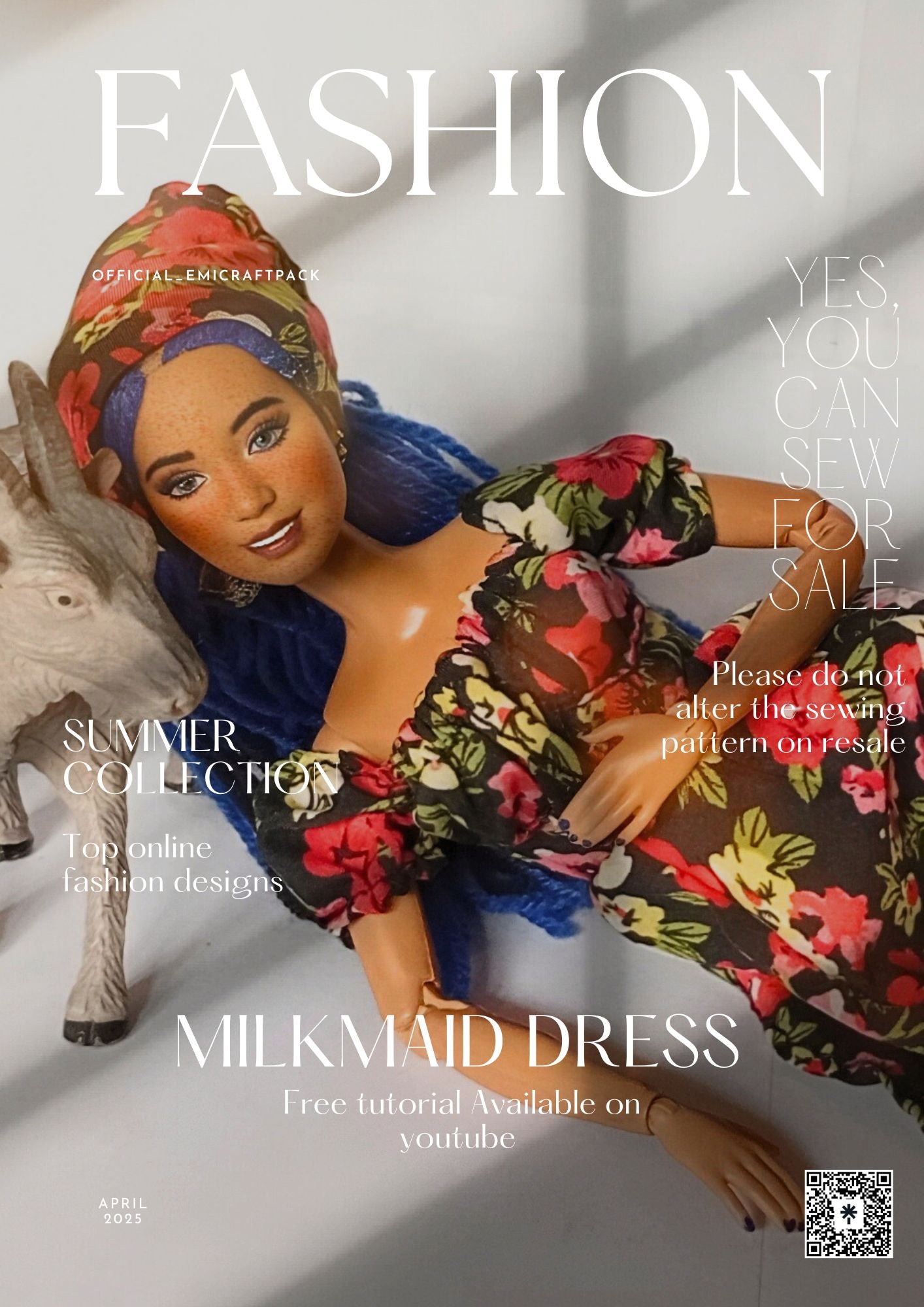 Cottage milkmaid dress| Sewing Pattern for 11” Fashion Dolls