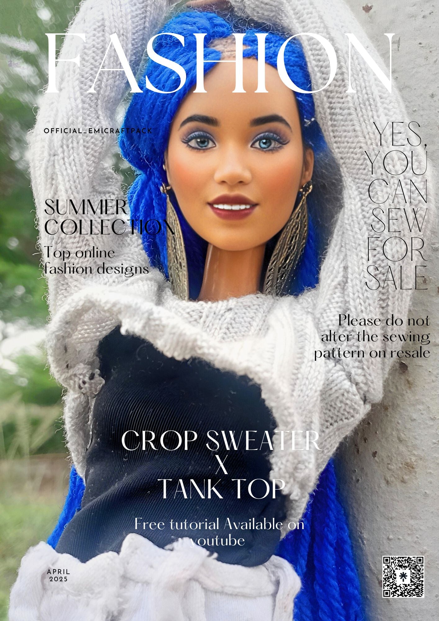 Crop Sweat| Tank Top Sewing Pattern for 11” Fashion Dolls