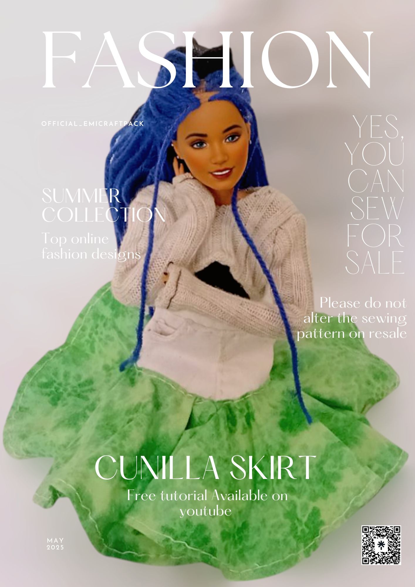 Cunilla Skirt| Sewing Pattern for 11” Fashion Dolls