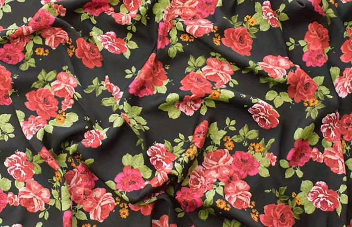 1-Pcs Fat Yard Fabric| 100% Soft Satin Chiffon, 36" - Sweet Bloom Floral Fabric for  DIY Handmade Crafts & Home Décor