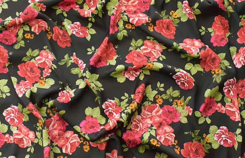1-Pcs Fat Yard Fabric| 100% Soft Satin Chiffon, 36" - Sweet Bloom Floral Fabric for  DIY Handmade Crafts & Home Décor